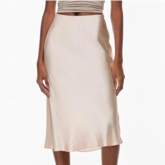 Babaton Cream Satin Midi Skirt - Picture 1 of 4